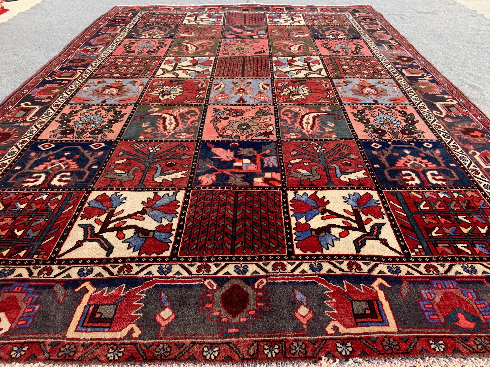 Vintage Ethnic Rug 7x10 ft Afghan Handmade Wool Rug, Antique Pictorial Rug Floral design Rug Tribal Turkmen Rug Bedroom Rug Living Room Rug.