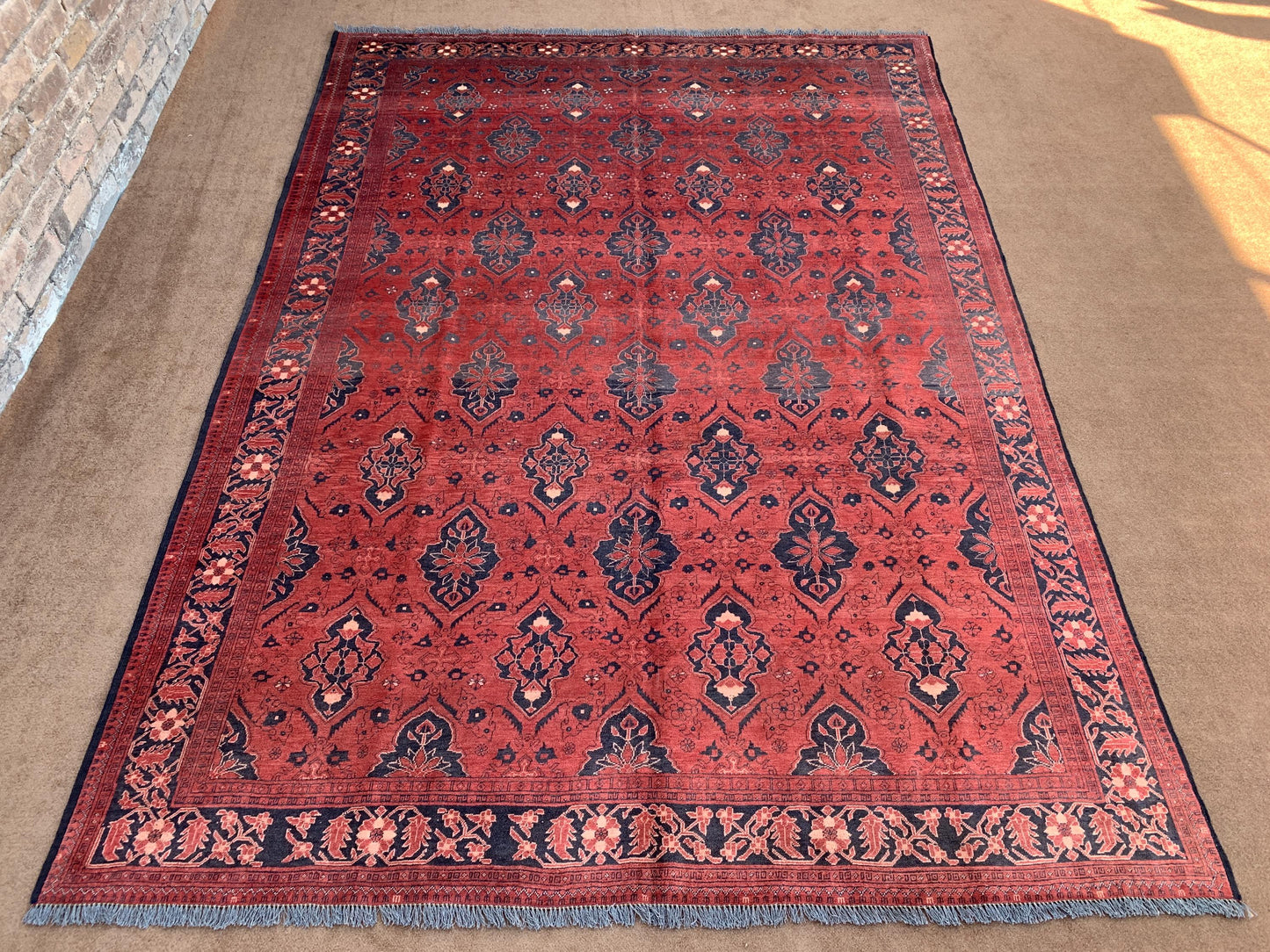 Vintage Red Rug 6x9 ft Handmade Afghan Wool Rug, Antique Bukhara Rug Tribal Turkmen Rug Oriental Floral Rug Bedroom Rug Living Room Rug etc.