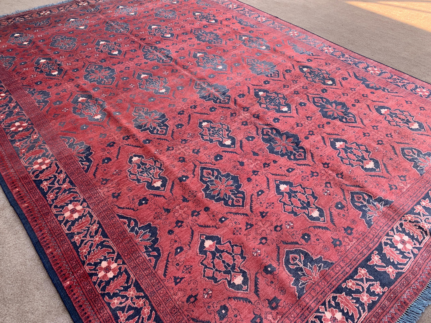 Vintage Red Rug 6x9 ft Handmade Afghan Wool Rug, Antique Bukhara Rug Tribal Turkmen Rug Oriental Floral Rug Bedroom Rug Living Room Rug etc.