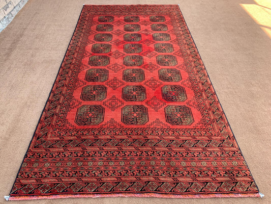 1960s Antique Tekke Rug 4x8 ft Handmade Afghan Wool Rug Turkmen Ersari design Rug Oriental Vintage Rug Entryway Bedroom Rug Living Room Rug.