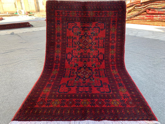 Afghan Handmade Rug Vintage Bukhara Rug 3x4 ft Khal Muhammadi design Bukhara Rug, Tribal Wool Area Rug Oriental Rug Bedroom Rug Kitchen Rug.