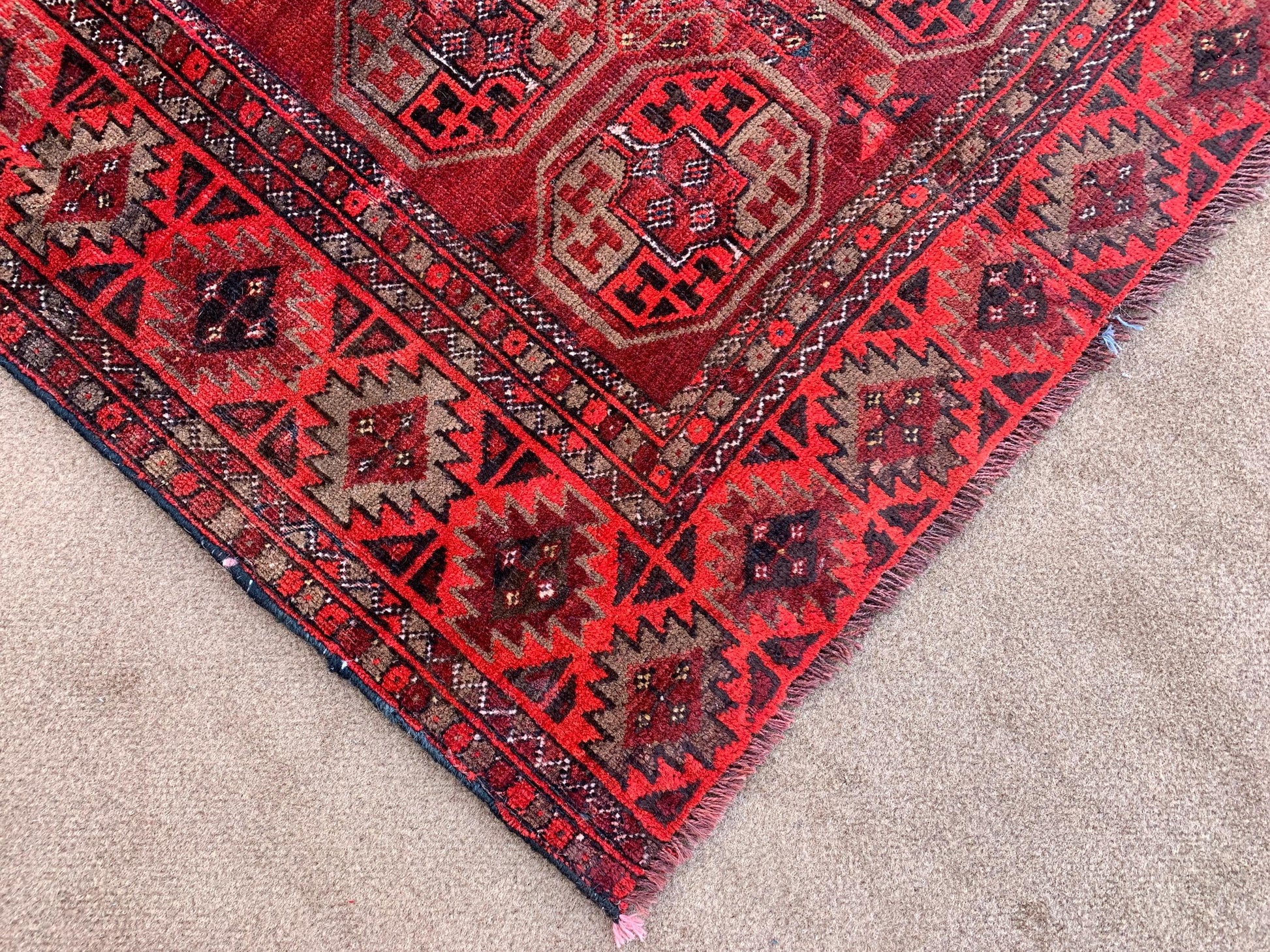 Vintage Rug 3x6 ft Handmade Afghan Wool Rug Turkmen Tekke design Rug Oriental Area Rug Bedroom Rug 1960s Antique Rug Hallway Runner Rug etc.