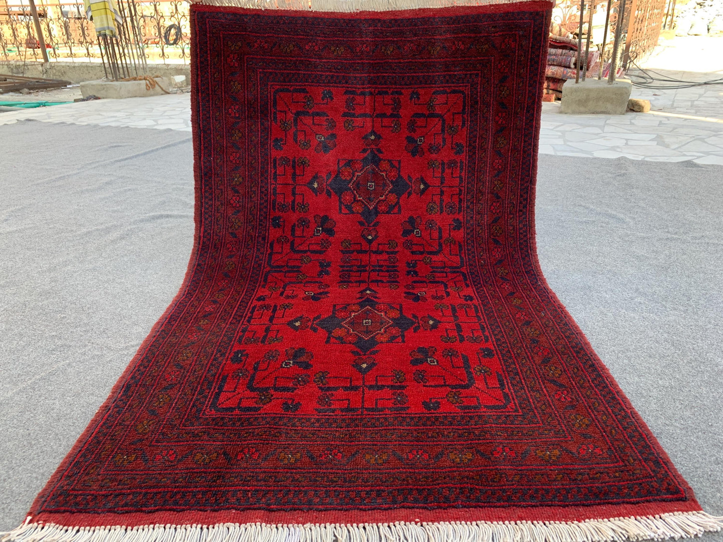 Handmade Afghan Rug Vintage Bukhara Rug Bukhara design Khal Muhammadi Rug, Tribal Wool Area Rug Oriental Rug Kitchen Rug Bedroom Rug 3x4 ft.