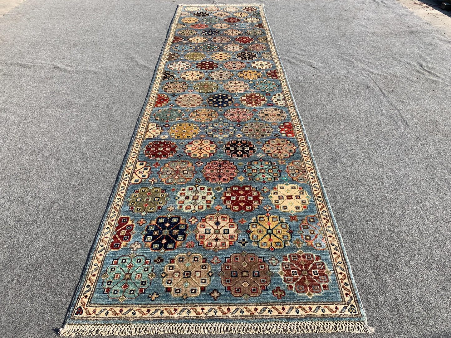 Runner Afghan Rug 3x10 ft Handmade Turkmen Rug, Floral design Chobi Rug, Oriental Wool Rug, Natural dyes Rug Kitchen Rug Hallway Runner Rug.