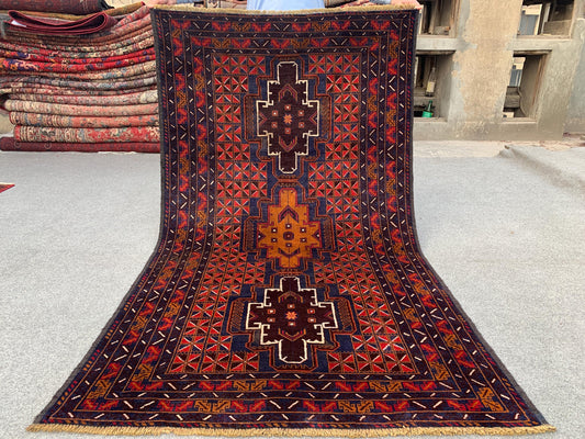 Geometric Vintage Rug 4x7 ft Afghan Handmade Rug Herati Baluchi Rug Oriental Tribal Rug Soft Pile Rug Bedroom Kitchen Rug Free Shipping Rug.