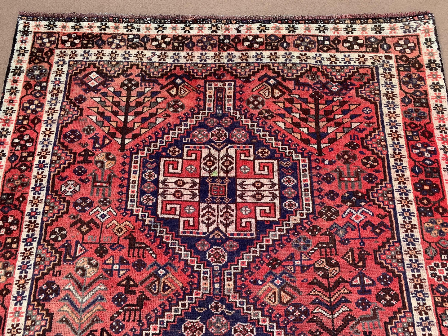 Vintage Pictorial Rug 5x8 ft Afghan Handmade Rug, Pictorial Caucasian design Rug, Oriental Wool Rug, Tribal Turkmen Rug Kitchen Bedroom Rug.