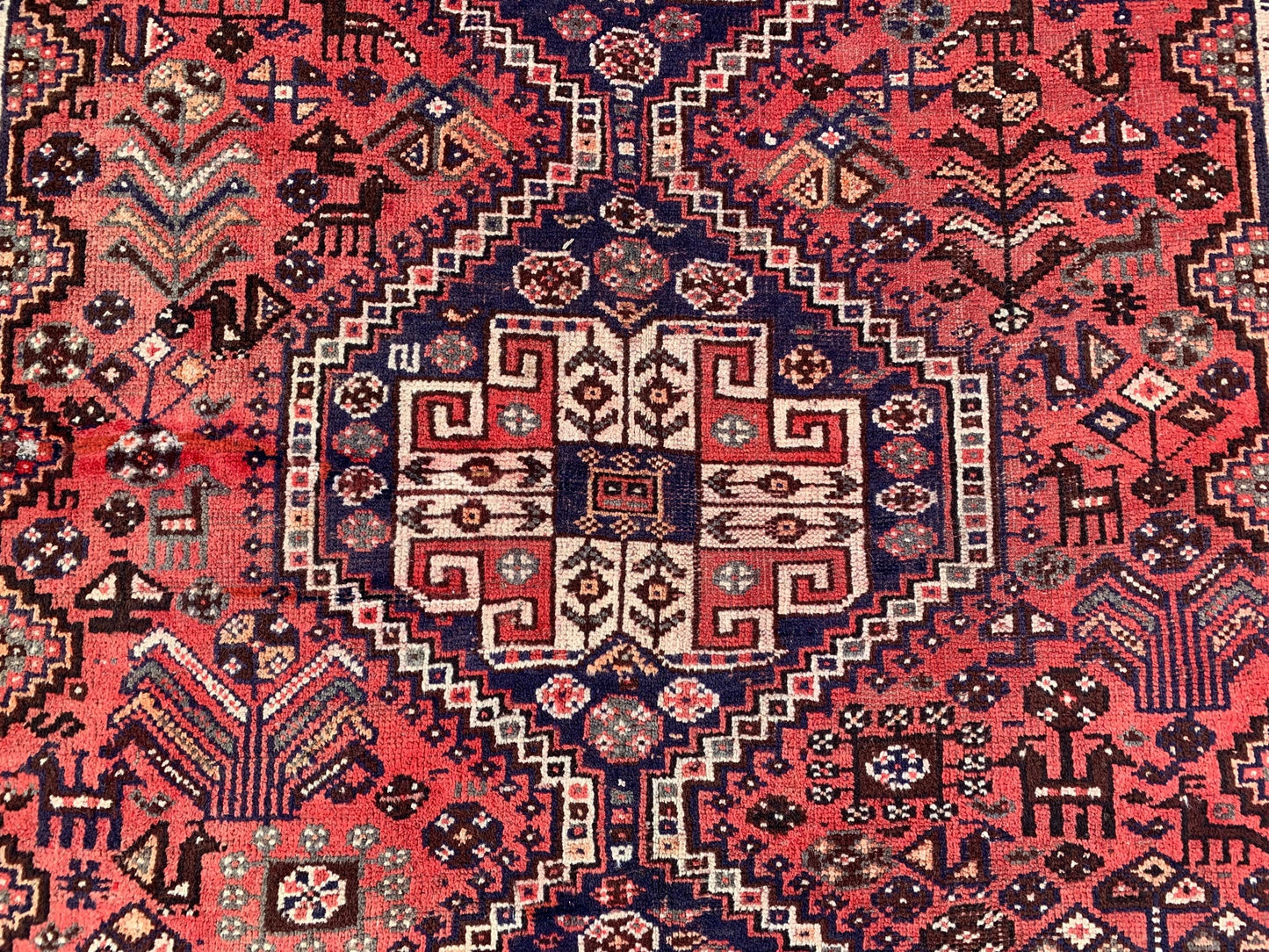 Vintage Pictorial Rug 5x8 ft Afghan Handmade Rug, Pictorial Caucasian design Rug, Oriental Wool Rug, Tribal Turkmen Rug Kitchen Bedroom Rug.