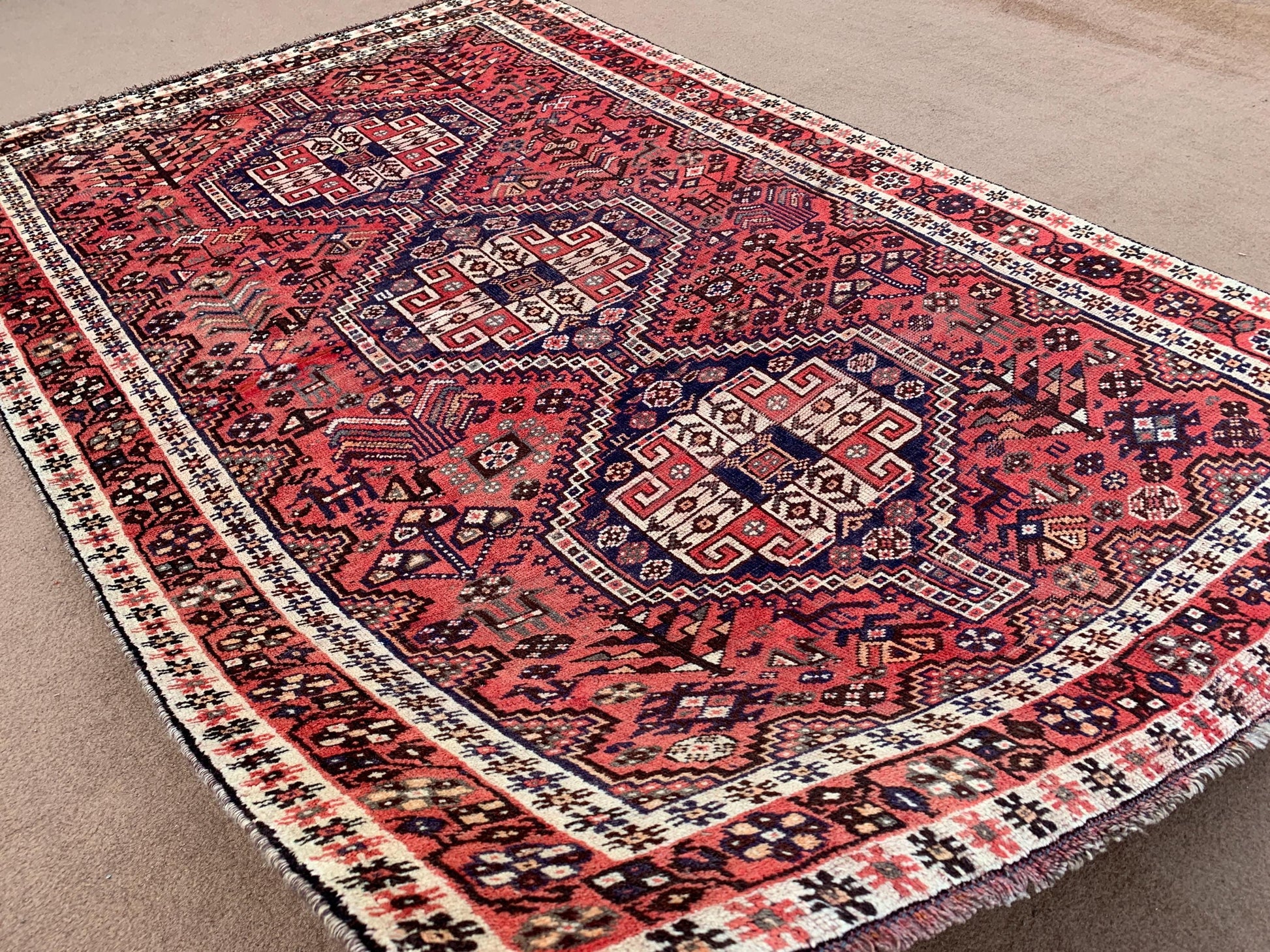 Vintage Pictorial Rug 5x8 ft Afghan Handmade Rug, Pictorial Caucasian design Rug, Oriental Wool Rug, Tribal Turkmen Rug Kitchen Bedroom Rug.