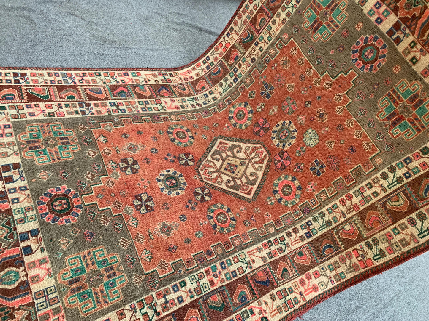 Caucasian Vintage Afghan Rug 5x8 ft Handmade Wool Rug, Geometric Antique Rug, Low Pile Rug, Turkmen Tribal Rug, Bedroom Rug Living Room Rug.