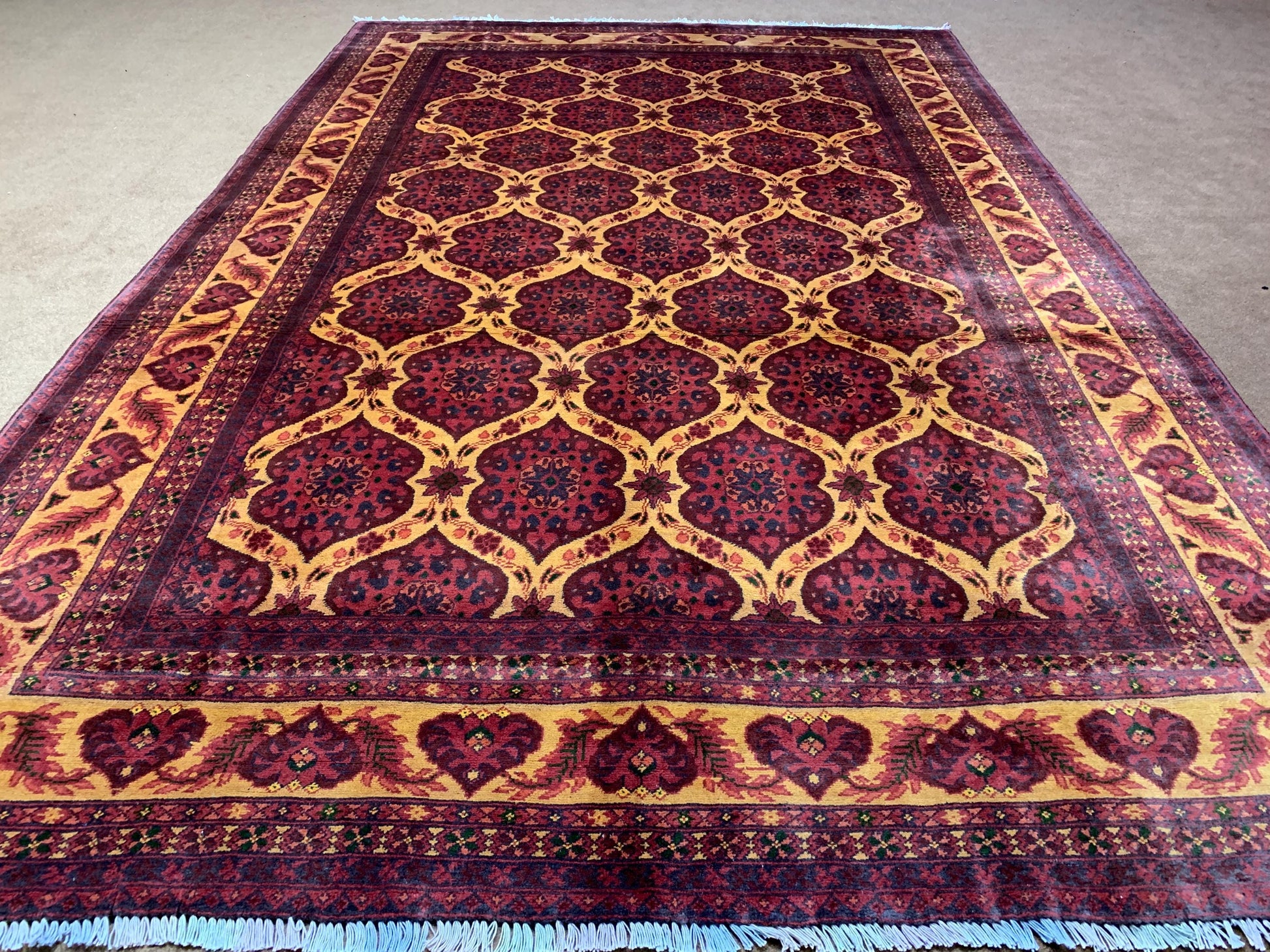 Afghan Yousufi design Rug 6x10 ft Handmade Wool Rug, Oriental Buhara Rug High Pile Soft Pile Rug Tribal Turkmen Rug Bedroom Living Room Rug.