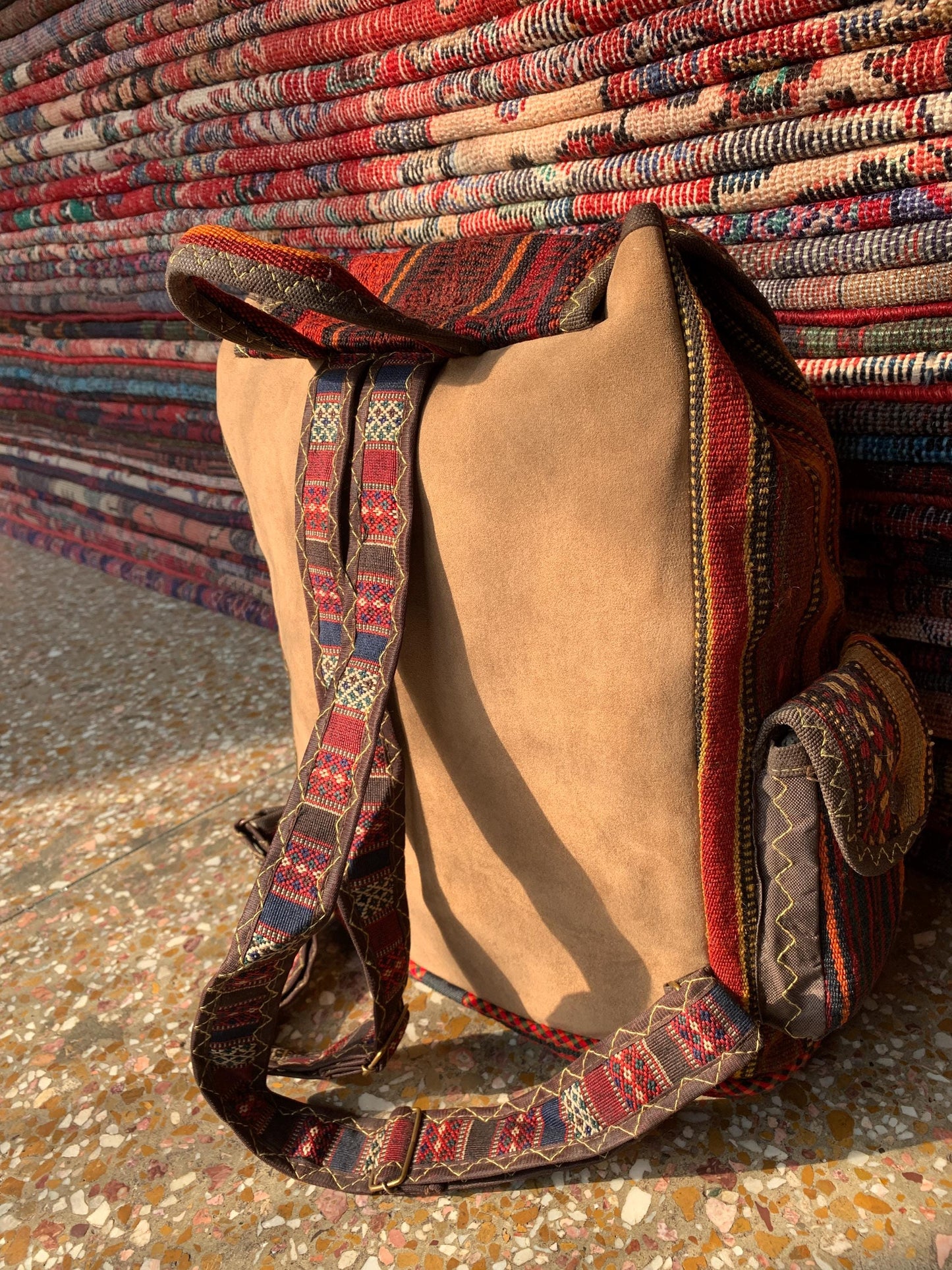 Handmade Backpack Rug, Vintage Afghan Backpack, Kilim Backpack Rug, Knapsack Backpack Rug, 0.8 x 1.4 ft Bag Pack, Travel Backpack Kilim Rug.