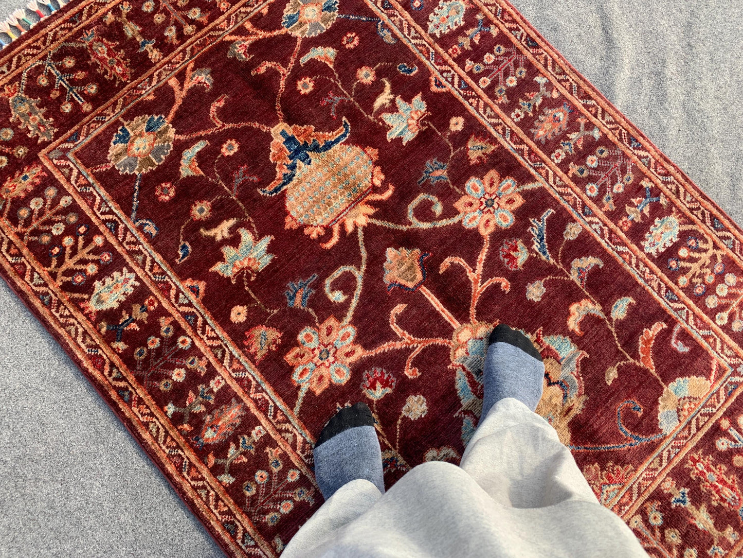 Navy Red Sultani Rug 3x5 ft Afghan Handmade Wool Rug Gorgeous Floral Sultani Rug Traditional Turkmen Rug Bedroom Rug Office Living Room Rug.