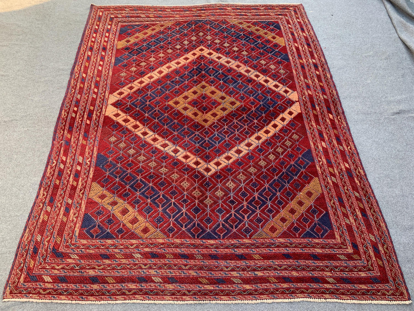 Vintage Geometric Rug ft Handmade Afghan Wool Rug, One of  kind Rug Herati Mashwani Kilim Rug, Oriental Antique Rug Bedroom Living Room Rug.