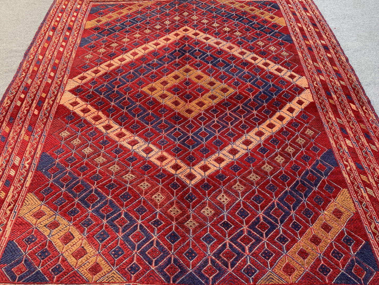 Vintage Geometric Rug ft Handmade Afghan Wool Rug, One of  kind Rug Herati Mashwani Kilim Rug, Oriental Antique Rug Bedroom Living Room Rug.