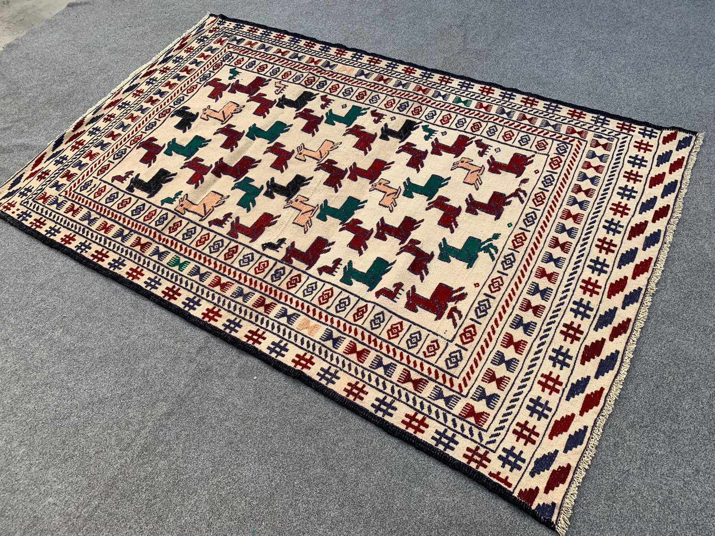 Beige Pictorial Kilim Rug 4x6 ft Afghan Handmade Wool Sumak Kilim Rug Herati Addras khan Kilim Rug Bedroom Rug Kids Room Rug, Free shipping.