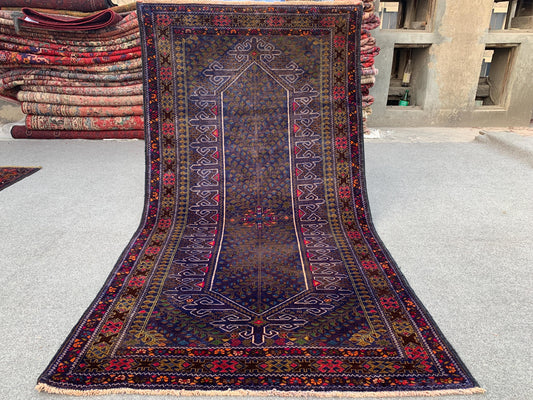 Vintage Afghan Rug 4x7 ft Handmade Wool Rug Herati Baluchi Rug, One of a kind Rug Oriental Tribal Rug, Soft Pile Rug Home Decor Bedroom Rug.