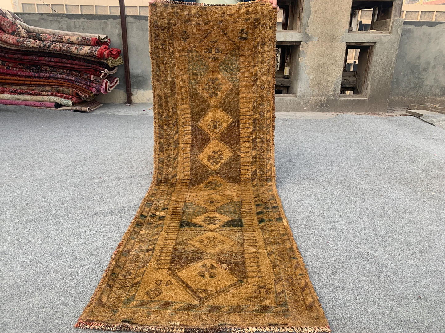 Vintage Runner Rug 2x7 ft Afghan Handmade Wool Rug, Caucasian design Runner Rug, Antique Oriental Rug Kitchen Runner Rug Hallway Runner Rug.