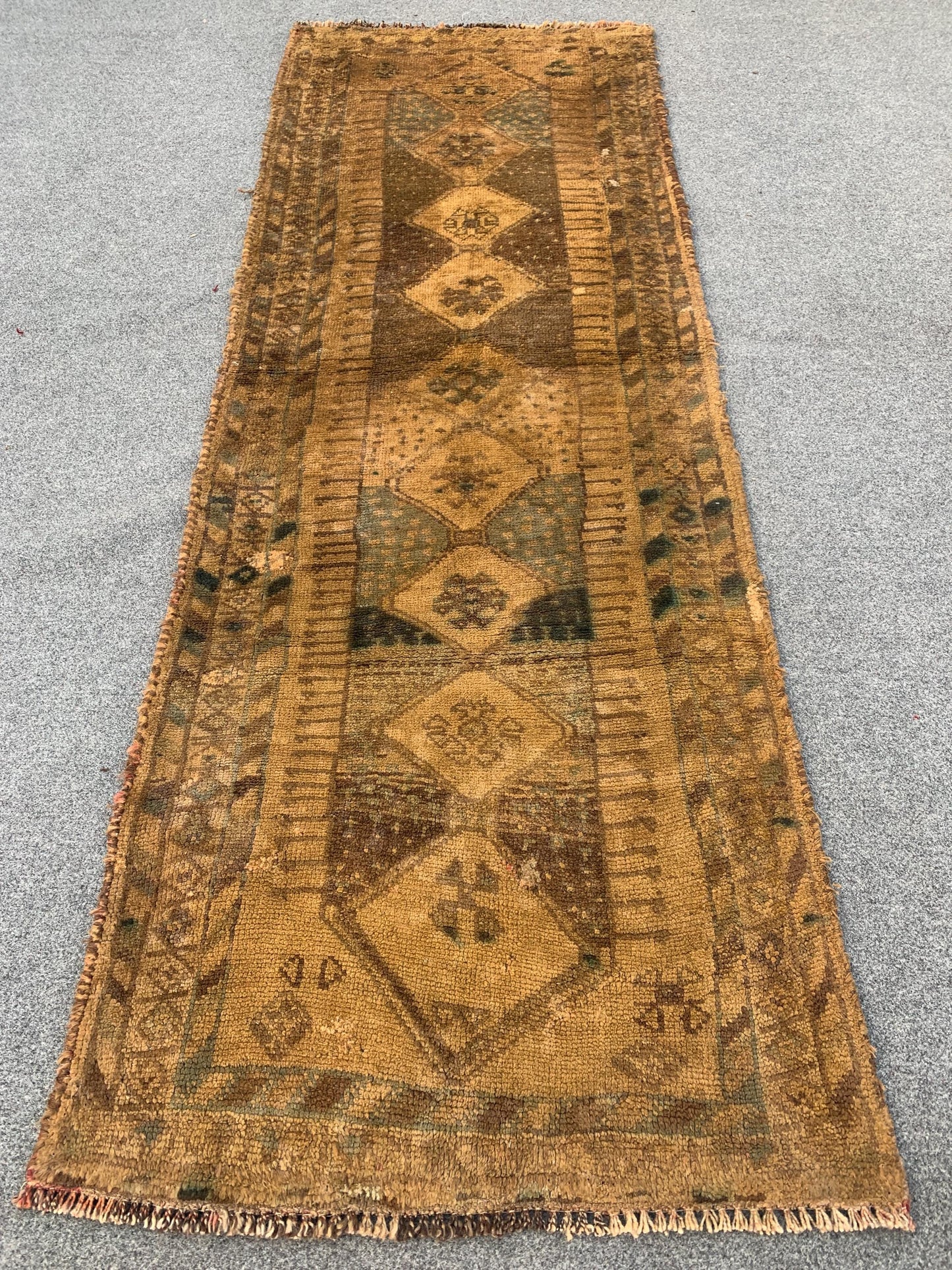 Vintage Runner Rug 2x7 ft Afghan Handmade Wool Rug, Caucasian design Runner Rug, Antique Oriental Rug Kitchen Runner Rug Hallway Runner Rug.