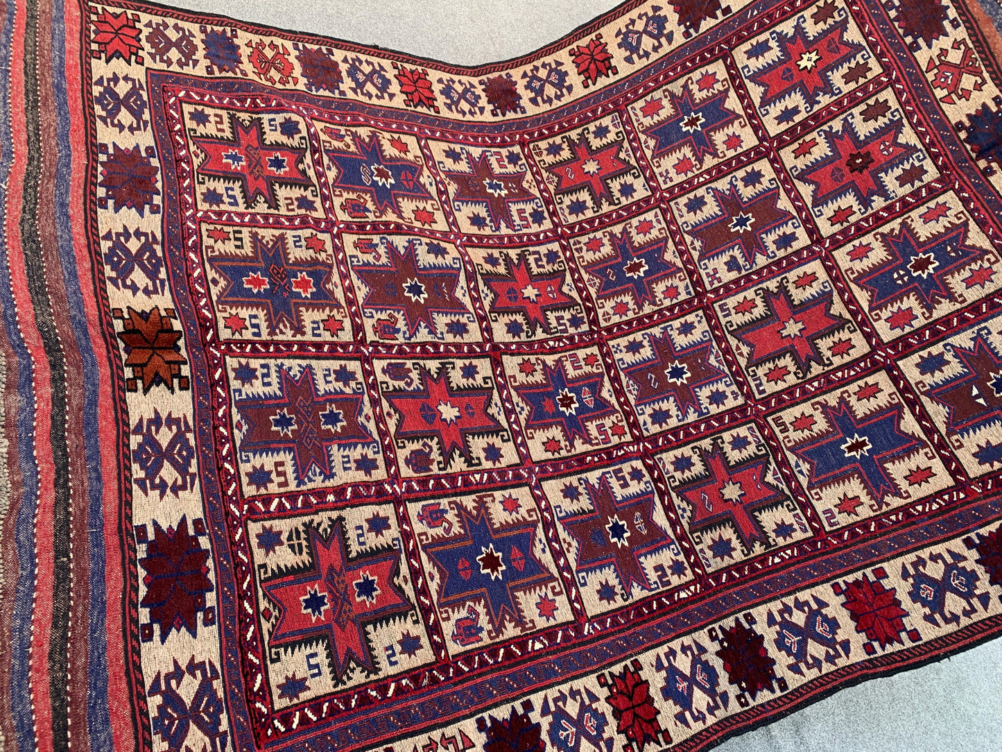 6x8 ft Vintage Berjesta Kilim Rug Afghan Handmade Wool Rug, Nokar design Rug Herati Berjesta Rug High Low Pile Rug Oriental Rug Bedroom Rug.