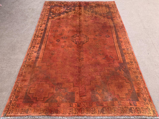 Vintage Caucasian design Rug 5x8 ft Handmade Afghan Wool Rug, Low Pile Rug Oriental Tribal Rug 1940s Antique Rug Home Decor Rug Bedroom Rug.