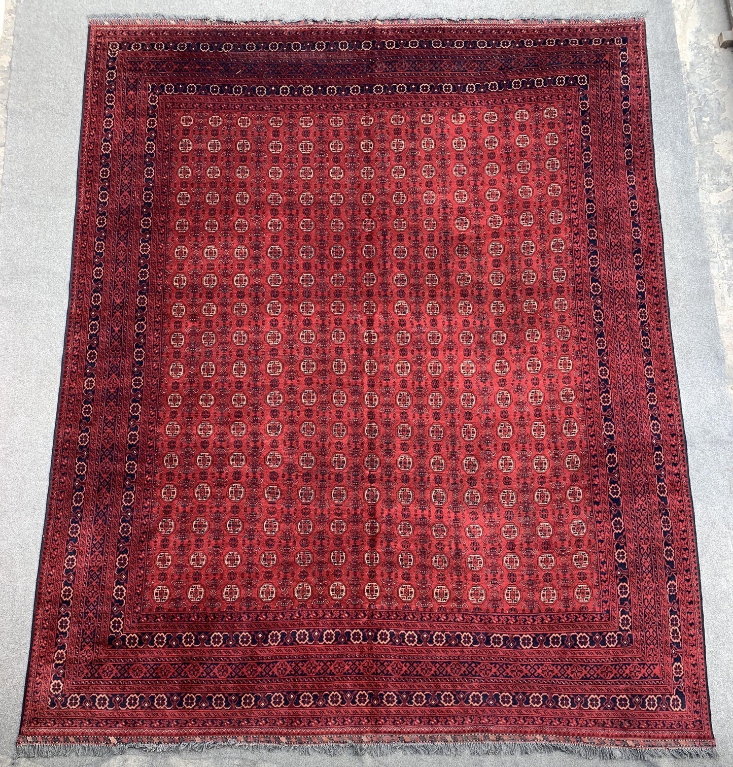 Large Kunduzi Rug 10x12 ft Handmade Wool Rug Mowri design Rug, Afghan Vintage Rug Turkmen Oriental Rug Rugs for living Room Dining Room Rug.