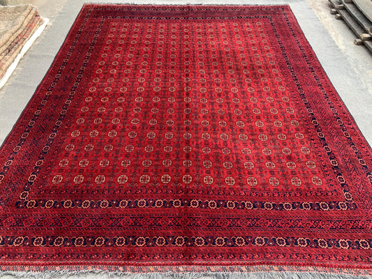 Large Kunduzi Rug 10x12 ft Handmade Wool Rug Mowri design Rug, Afghan Vintage Rug Turkmen Oriental Rug Rugs for living Room Dining Room Rug.