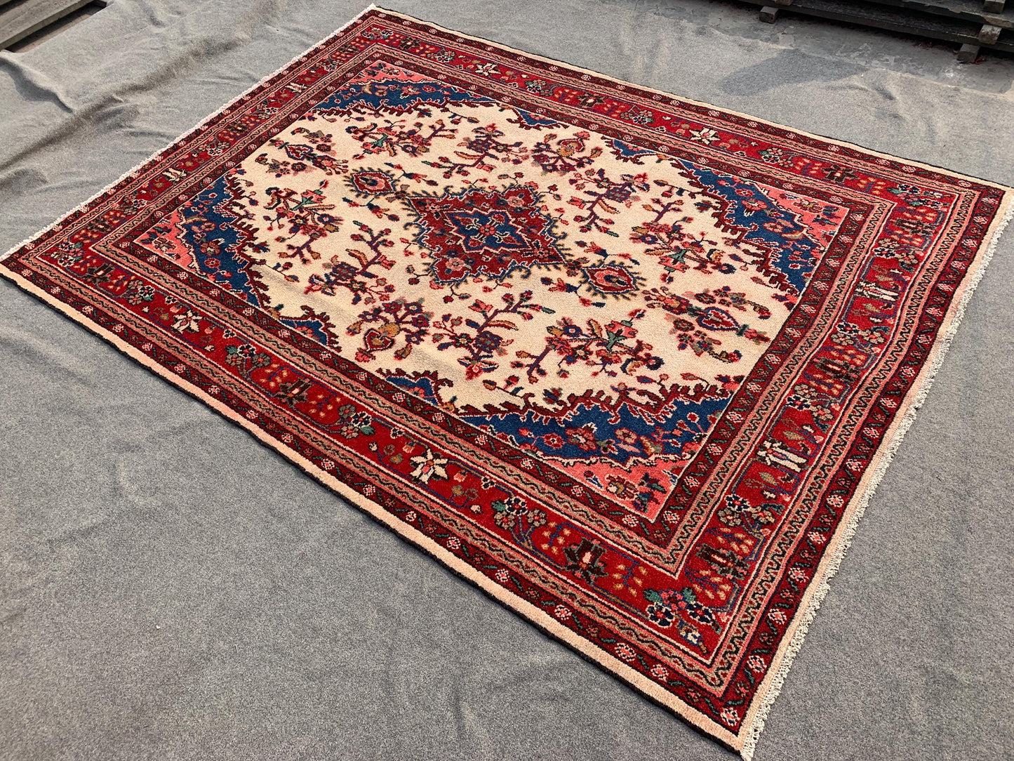 Floral Turkish design Rug 7x10 ft Handmade Wool Rug Vintage Afghan Rug, Turkmen Tribal Rug Oriental Antique Rug Living Room Rug Bedroom Rug.