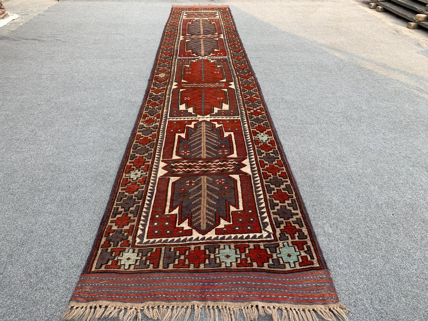 Vintage Barjasta Runner Kilim Rug 3x13 Handmade Afghan Wool Rug, Herati Barjasta Kilim Rug High Low Pile Rug 2.5x12.8 ft Hallway Runner Rug.