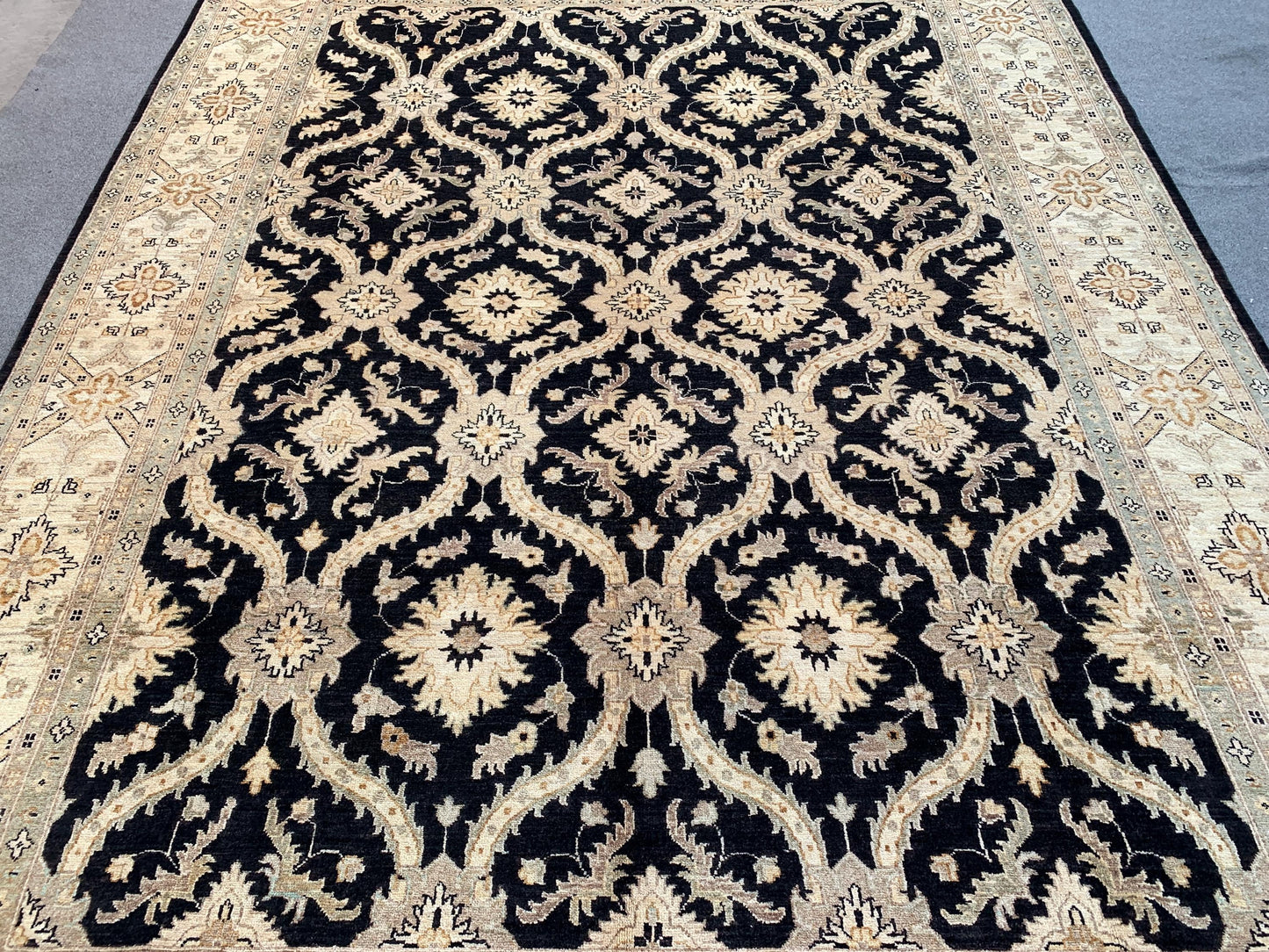 8x11 ft Black Beige Chobi Rug Handmade Afghan Wool Rug, Geometric Rug Natural dyes Rug, Traditional Turkmen Rug Bedroom Rug Living Room Rug.