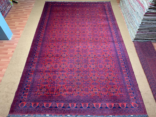 Large Afghan Rug 10x15 ft Khamyab Handmade Wool Rug, Vintage Bukhara Rug Excellent Quality Rug Oriental Rug Living Room Rug Dining Room Rug.