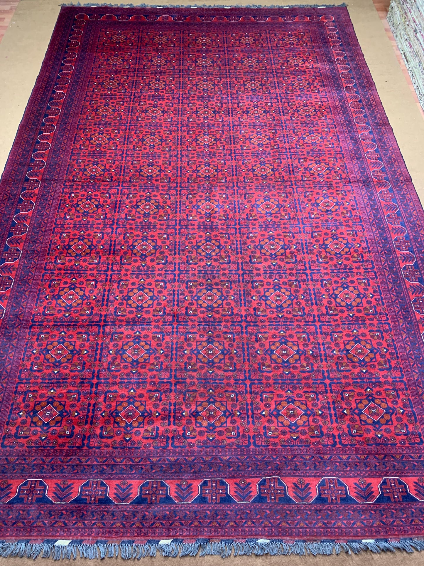 Large Afghan Rug 10x15 ft Khamyab Handmade Wool Rug, Vintage Bukhara Rug Excellent Quality Rug Oriental Rug Living Room Rug Dining Room Rug.