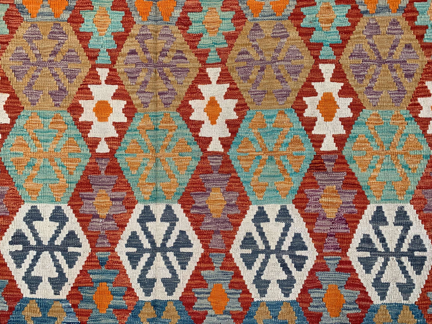 9x10 Afghan Chobi Maimana Kilim Rug Handmade Wool Kilim Rug, Flatweave Kilim Rug, Tekke design Multi color rug, Living Room Rug 8.7x10.1 ft.