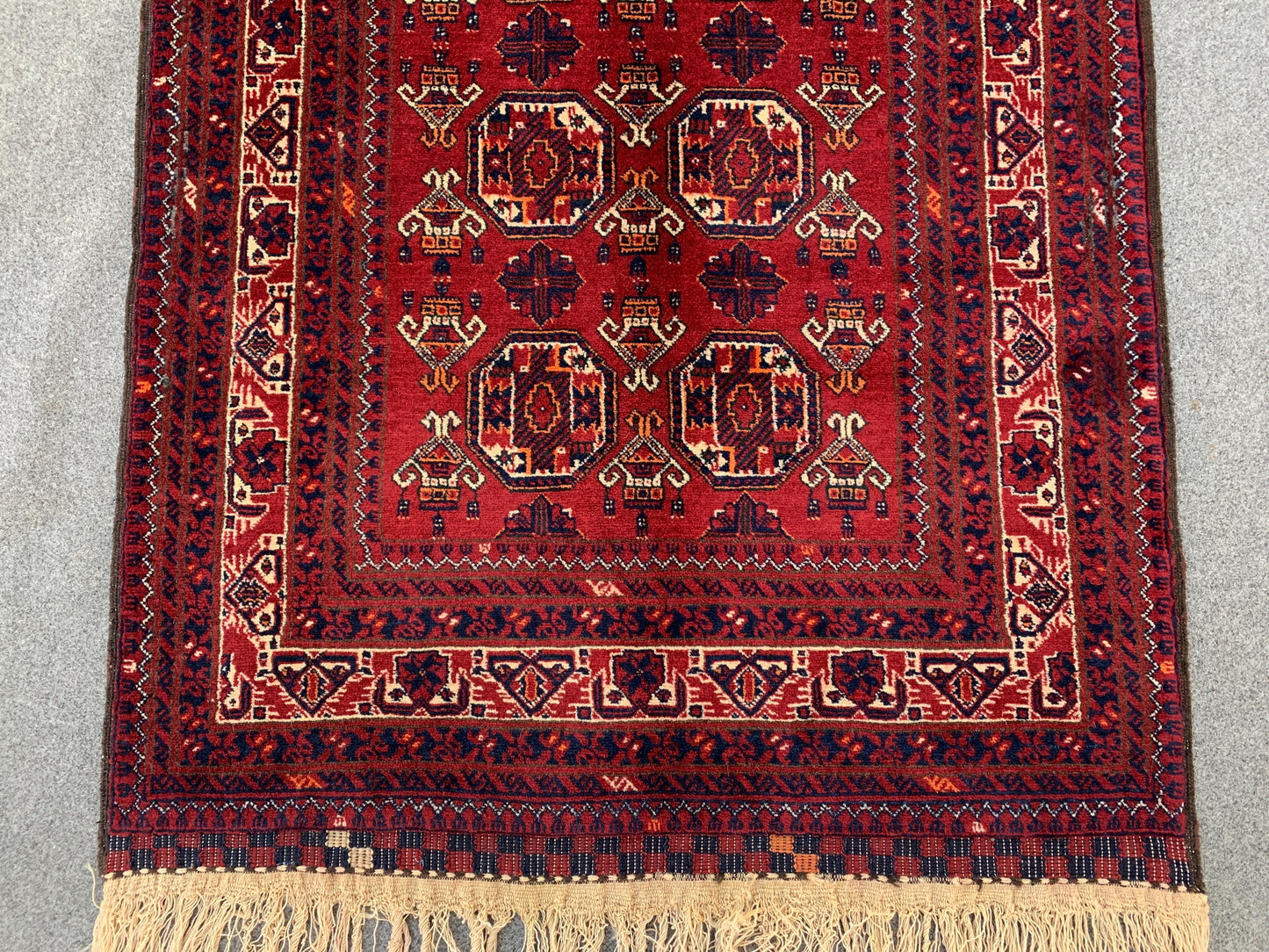 Vintage Kunduzi Runner Rug, 3x9 ft Afghan Handmade 100%Wool Rug, Bukhara design Rug, Gorgeous Rug, Oriental Rug, Bedroom Hallway Runner Rug.