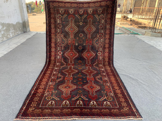 Vintage Afghan Rug 4x7 ft Handmade Wool Rug, Herati Baluchi Rug, Geometric Rug, Home Decor Rug, Oriental Tribal Rug Bedroom Rug Kitchen Rug.