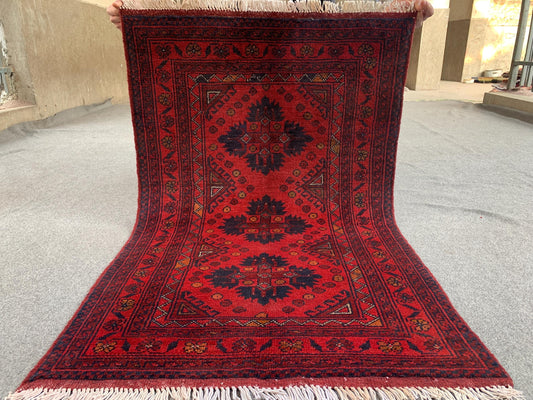 2x4 ft Klaisaye design Bukhra Rug Vintage Afghan Rug, Handmade Wool Rug Oriental Red Rug, Home Decor Rug Geometric Rug Entryway Bedroom Rug.