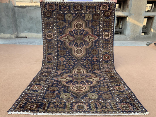 Vintage Geometric Rug 3x6 ft Antique Afghan Rug Handmade Wool Rug, Herati Baluchi Rug Low Pile Rug, Oriental Rug Home Decor Rug Bedroom Rug.