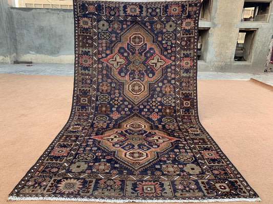 Afghan Vintage Geometric Rug Handmade Wool Rug Herati Baluchi Rug Low Pile Rug Oriental Antique Tribal Rug Home Decor Rug Bedroom Rug 3x6 ft