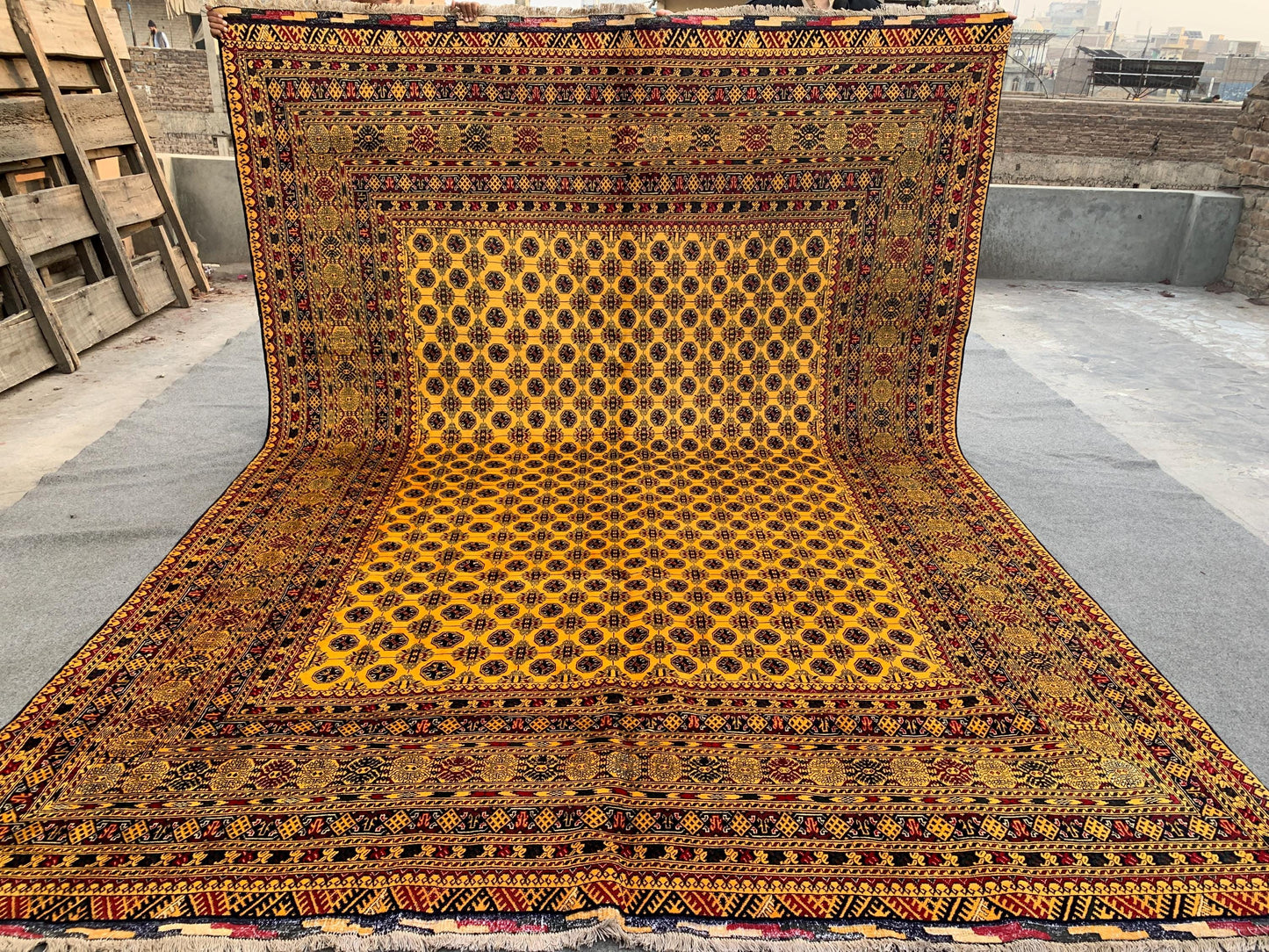 8x11 ft Large Rug Yellow Mowri design Rug, Afghan Handmade Wool Rug, Home Decor Rug, Good Quality Rug, Living Room Rug, Famous House Rug.