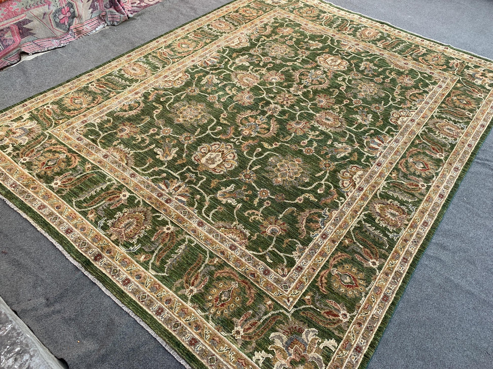 Turquoise Green Rug Handmade Wool Rug, Natural dyes Rug Large Afghan Floral Chobi Rug, Turkmen Traditional Rug, Bedroom Living Room Rug 8x11