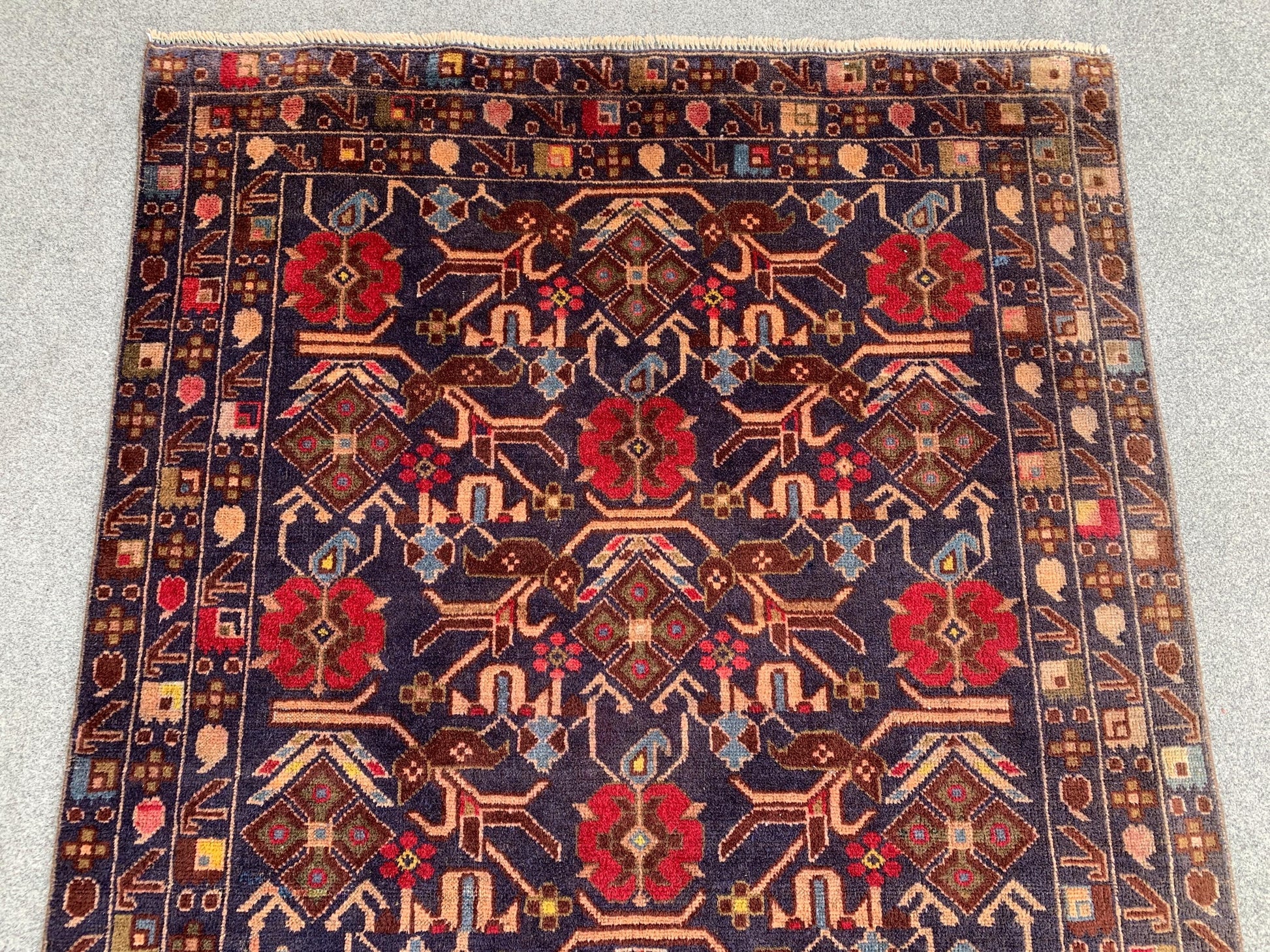 Vintage Herati Rug Afghan Baluchi Rug Hand Knotted Wool Area Rug, Oriental Rug Tribal Rug Home Decor Rug, Bedroom Rug Living Room Rug 4x7 ft