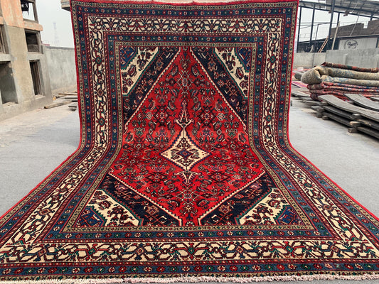 Vintage Caucasian design Rug 7x10 ft Handmade Wool Rug, Geometric Tribal Rug Oriental Afghan Rug Home Decor Rug Dining Room Living Room Rug.