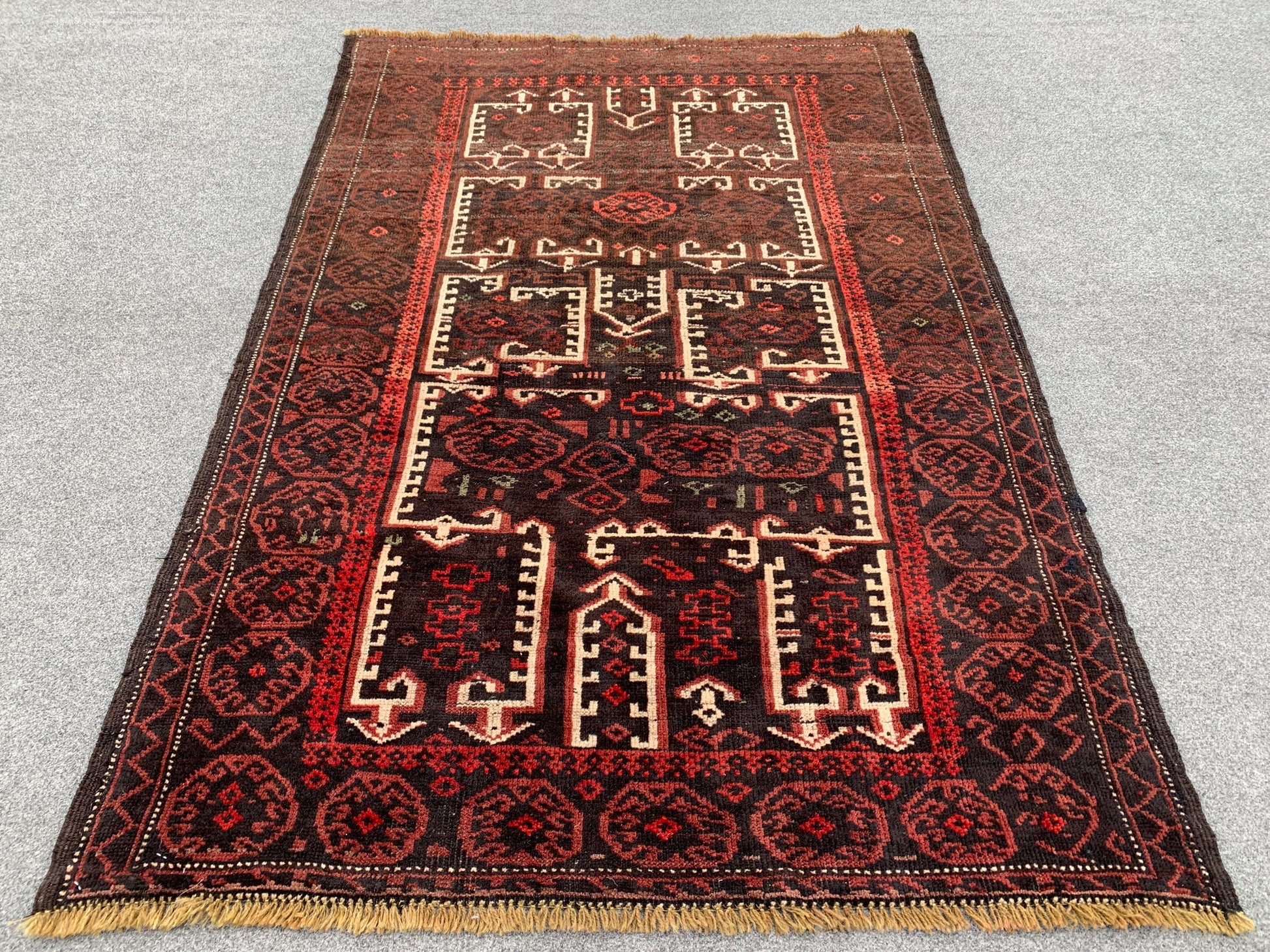 4x6 Vintage Afghani Herati Rug Hand Knotted Wool Rug, Herati Baluchi Rug, Geometric Area Rug Tribal Rug Oriental Rug, Bedroom Rug 3.6x5.5 ft
