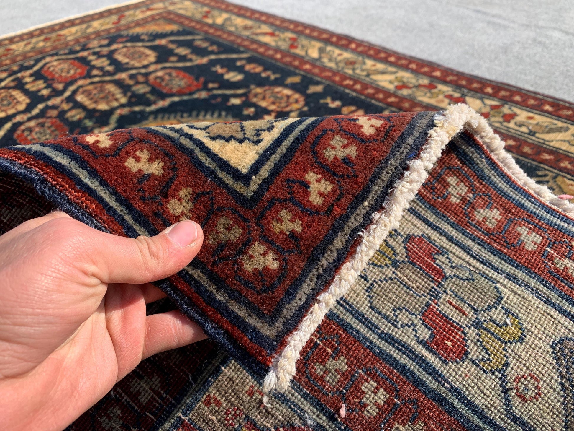 Vintage Turkish design Rug, Small Geometric Rug, Hand Knotted Wool Rug, Antique Area Rug, Low Pile Rug, Bedroom Rug, Kitchen Rug etc 3x5 ft