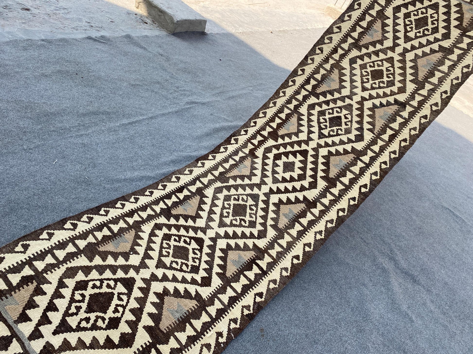 Geometric Maimana Sumak Kilim Runner Rug, Afghan Hand Knotted Rug, Flatweave Kilim Rug Natural Kilim Rug, Bedroom Hallway Runner Rug 3x10 ft