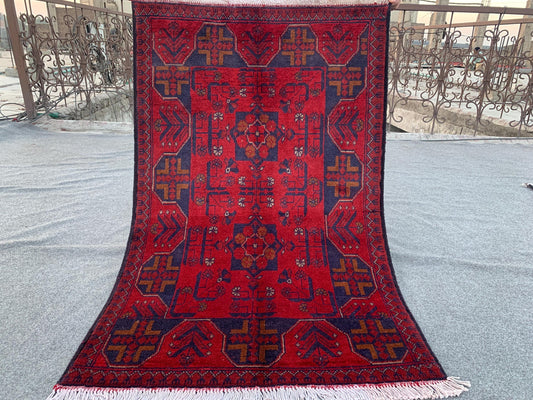 Afghan Bukhara design Rug, Afghan Handmade Rug, Khal Mohammadi Rug, Oriental Wool Rug, Home Decor Rug, Rugs for Kitchen Bedroom Rug 3x4 ft