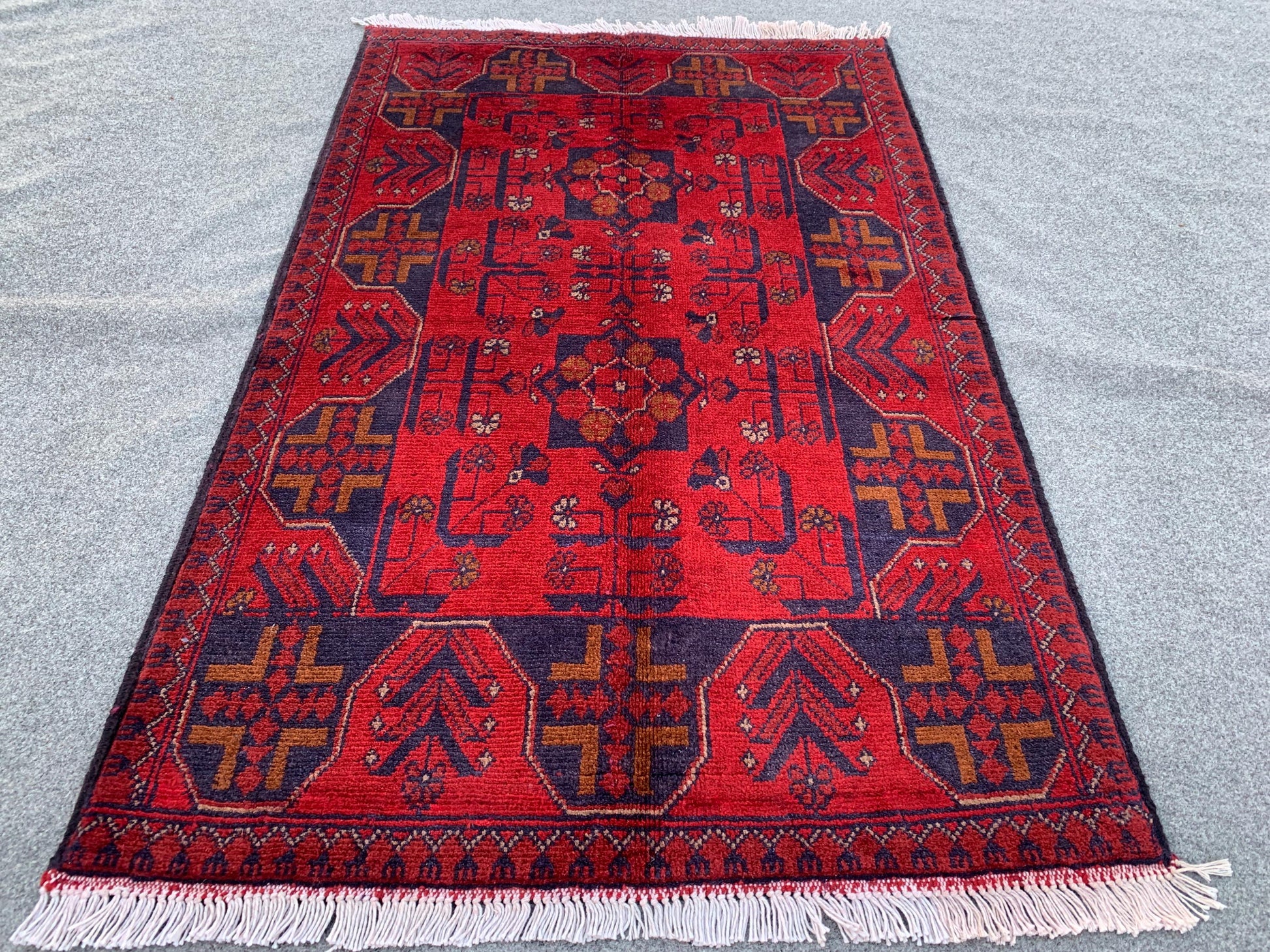 Afghan Bukhara design Rug, Afghan Handmade Rug, Khal Mohammadi Rug, Oriental Wool Rug, Home Decor Rug, Rugs for Kitchen Bedroom Rug 3x4 ft