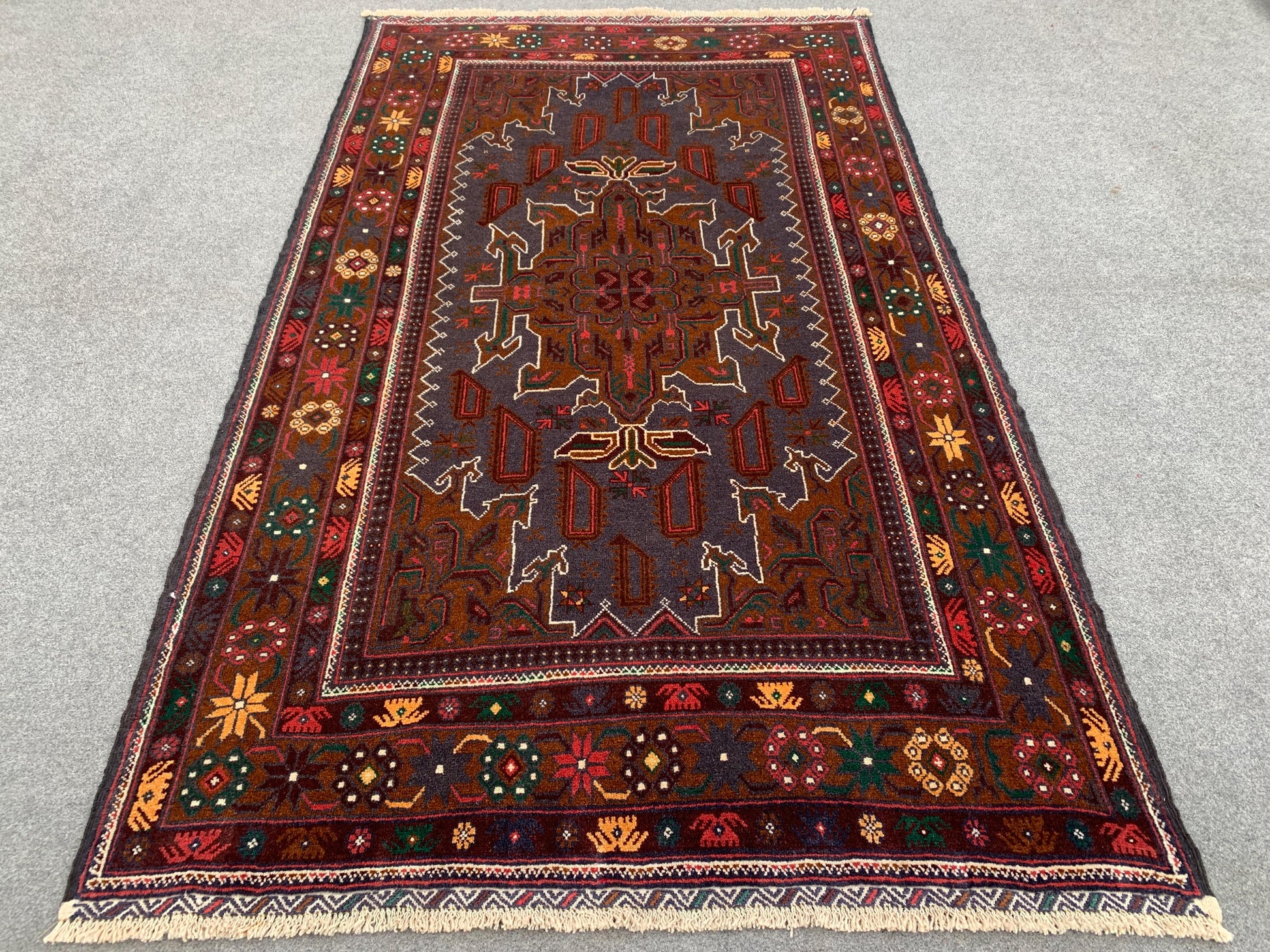 Vintage Rug 4x7 ft Handmade Afghan Rug, Famous Herati Baluchi Rug Oriental Wool Rug, Geometric Rug, Home Decor Living Room Rug, Bedroom Rug.