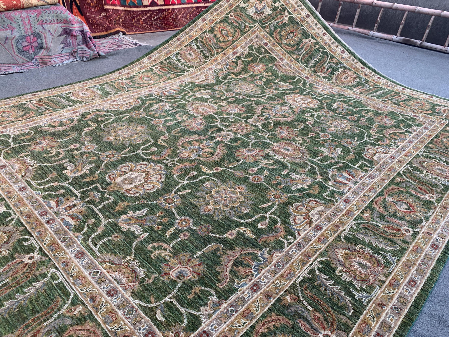 Turquoise Green Rug Handmade Wool Rug, Natural dyes Rug Large Afghan Floral Chobi Rug, Turkmen Traditional Rug, Bedroom Living Room Rug 8x11