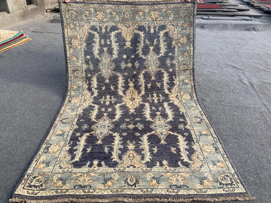 3x5 ft Grey Afghan Rug, Hand Knotted Turkmen Wool Rug, Traditional Turkmen Rug Famous Chobi Rug, Home Decor Rug Living Room Rug Bedroom Rug.