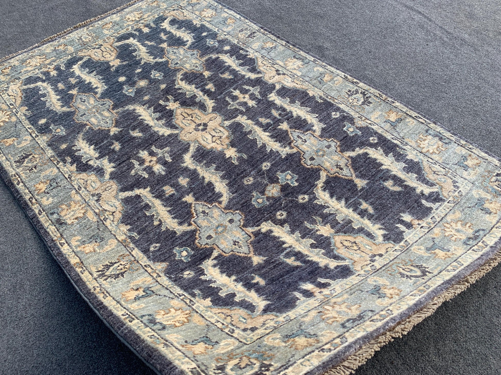 3x5 ft Grey Afghan Rug, Hand Knotted Turkmen Wool Rug, Traditional Turkmen Rug Famous Chobi Rug, Home Decor Rug Living Room Rug Bedroom Rug.